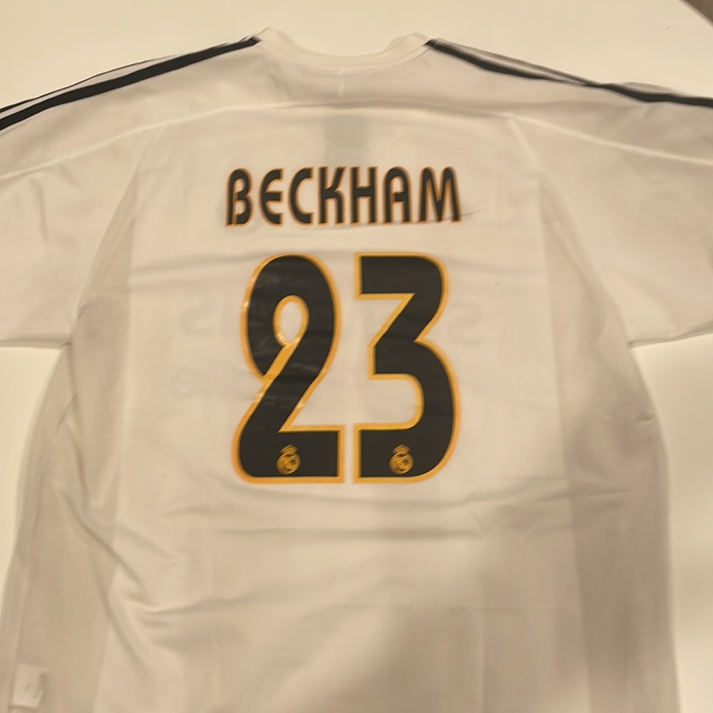 David Beckham Real Madrid jersey.